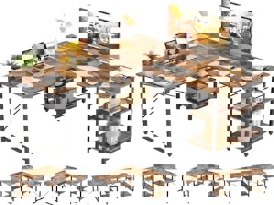 Современная Офисная Большая Игровая Рабочая Станция L-образная Двусторонняя Угловая Компьютерная Настольная Трансформируемая Металлическая Конструкция